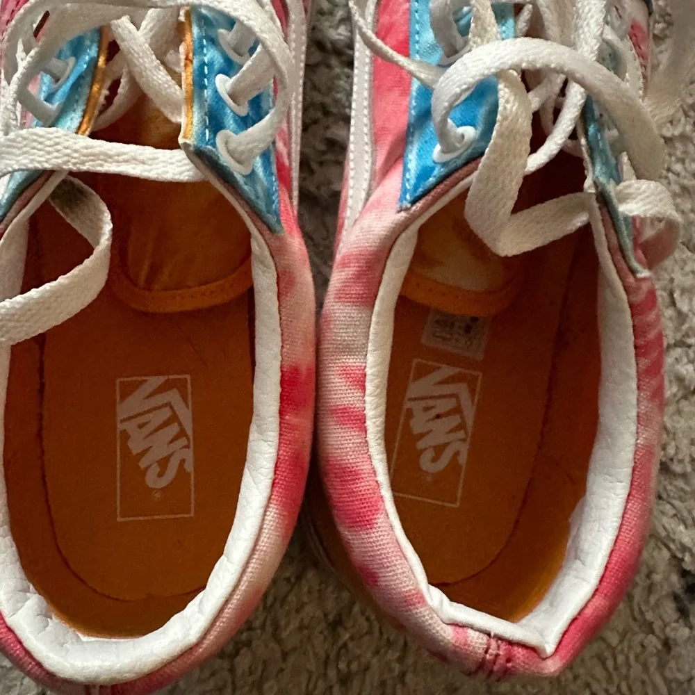 VANS Old Skool Tie Dye Blue, Pink Orange Sneaker Shoe Size 6 Junior - Picture 9 of 11